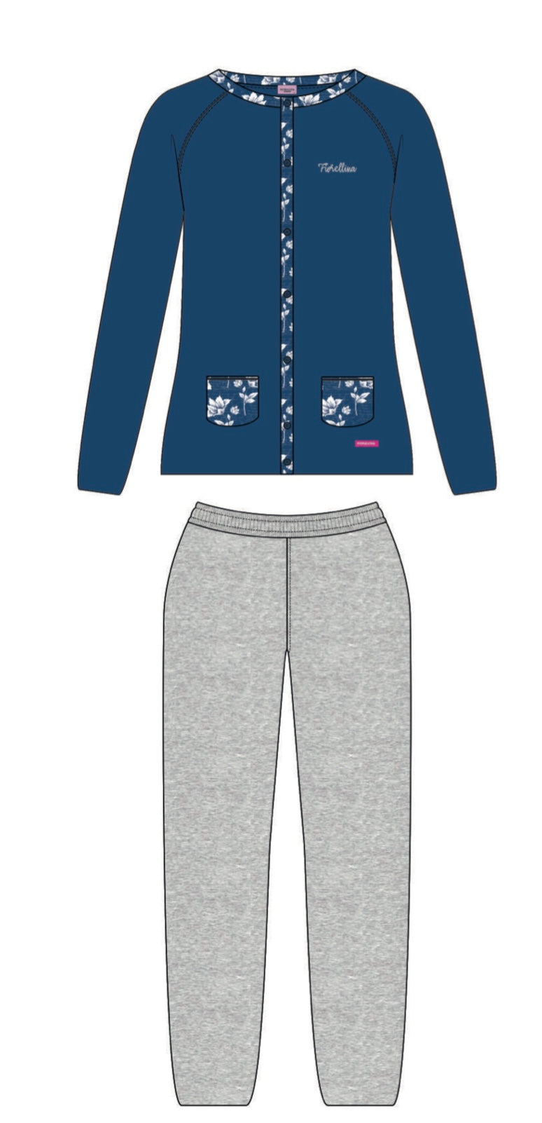 Pigiama donna caldocotone Navyblue FL17660