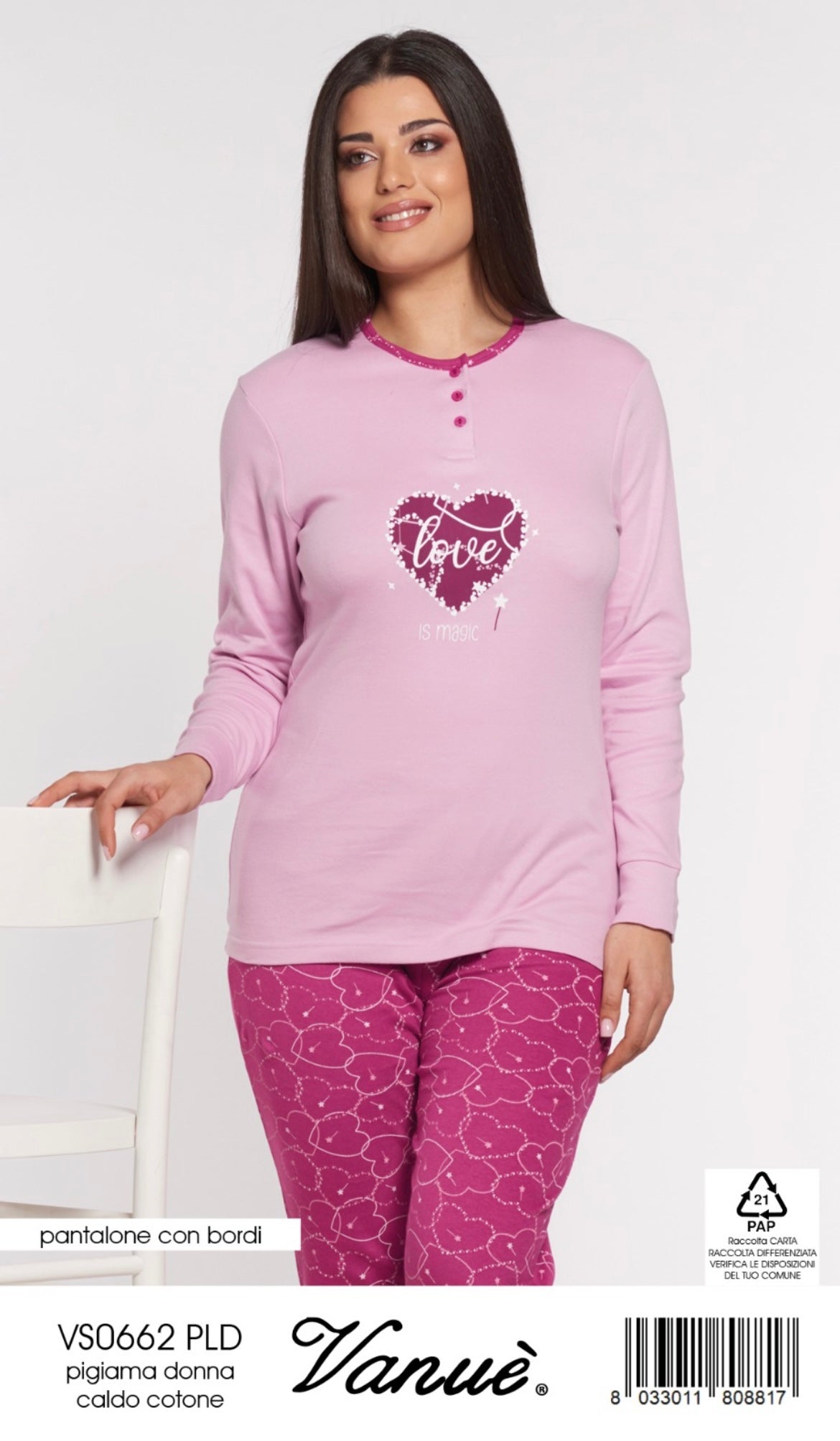 Pigiama donna caldocotone vanuè 0662