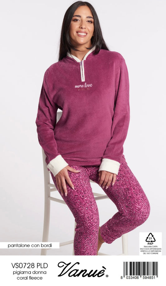 Pigiama donna in coral feece VANUÈ 0728