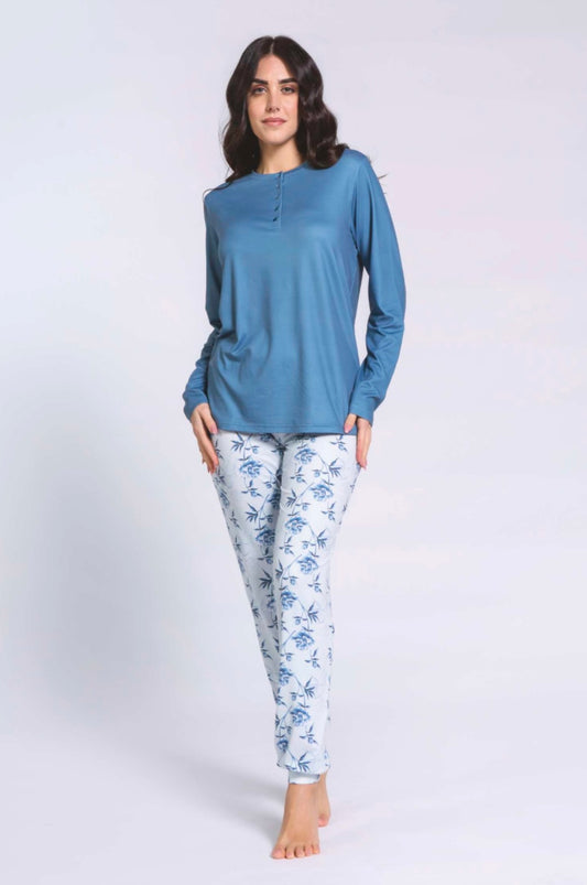 Pyjama femme chaud en coton pêche PAPALINA 1343